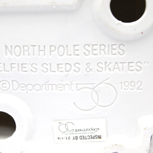 Department 56 North Pole "ELFIE'S SLEDS AND SKATES" 1992 #5625 No Box or Light - Picture 9 of 9